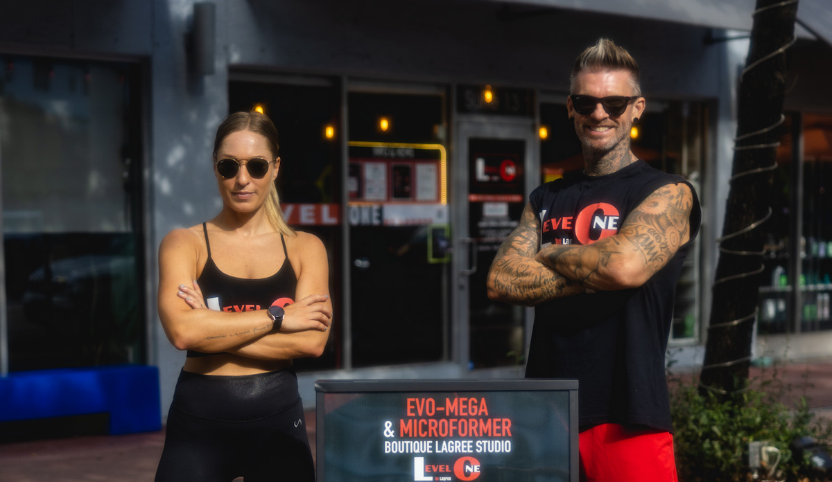 Adela and Jurgen Lampl - Owners of Level One by Lagree fitness studio in Miami Beach, FL